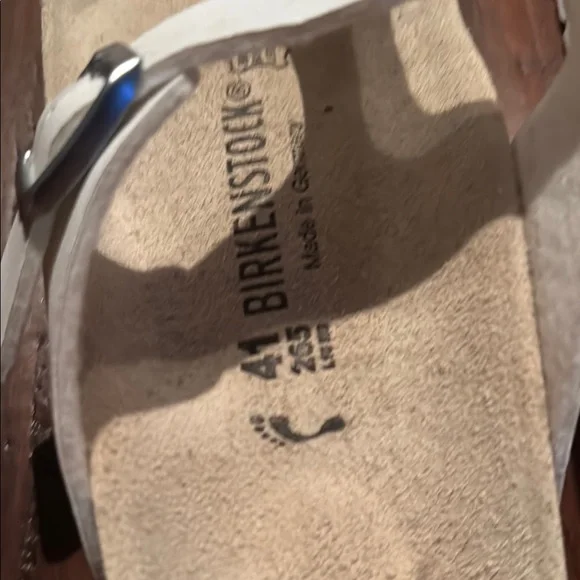 Birkenstock White Sandals Two-Strap Cork Footbed - Picture 2 of 6